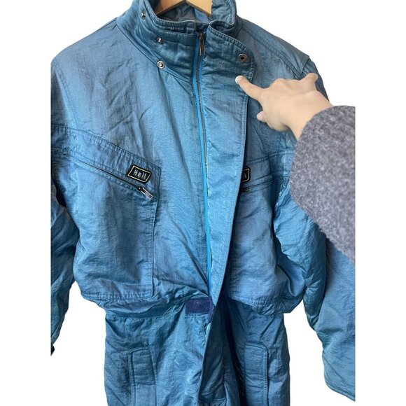 Vintage Womens Hell is for Heroes Ski Jumpsuit Size M Retro Nylon Shiny Y2K Blue - Picture 7 of 13